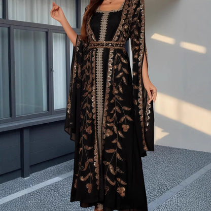 Damen Kaftan-Kleid mit Stickereien Fließender Schnitt Norvielle