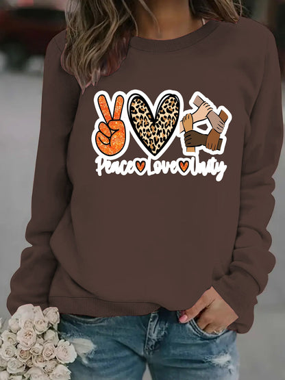 Damen Sweatshirt Peace Love Unity Motiv Norvielle