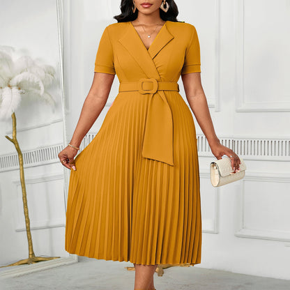 Damen Plissee-Kleid mit Blazer-Oberteil und abnehmbarem Gürtel