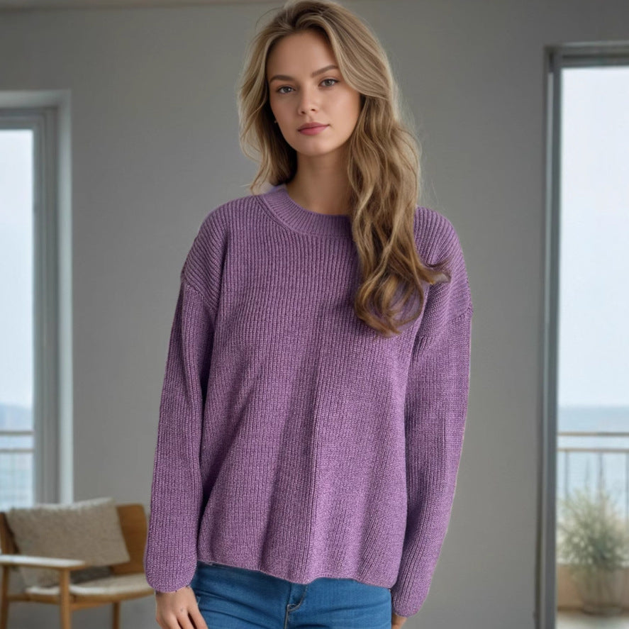 Damen Strickpullover Modernes Rippdesign Norvielle