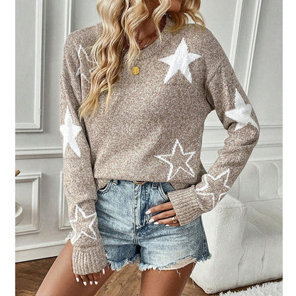 Damen Strickpullover Sternenmuster Norvielle