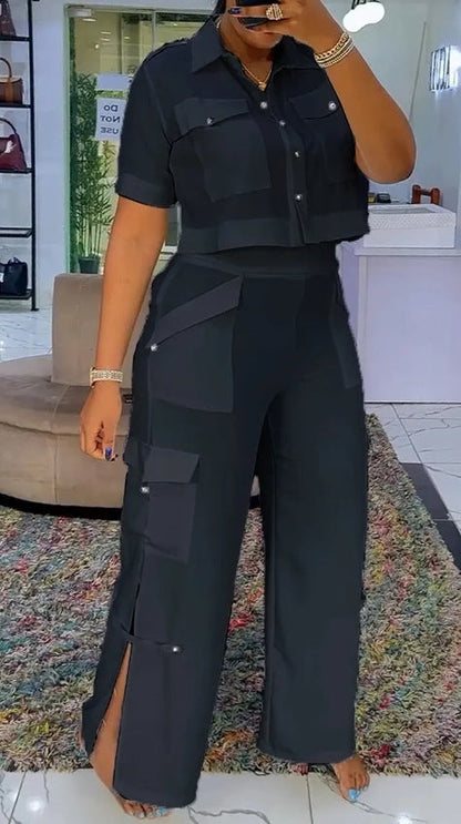 Damen Crop- und Cargo-Hosen Set Norvielle
