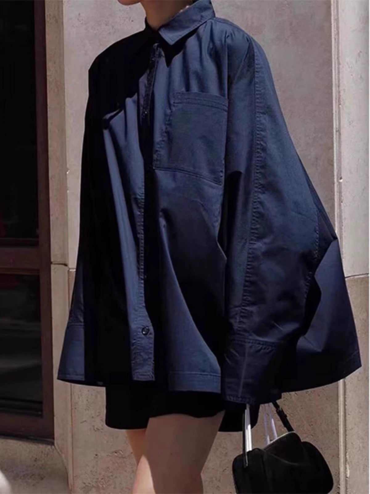 Damen Hemdbluse Oversized Klassischer Kragen Weiß