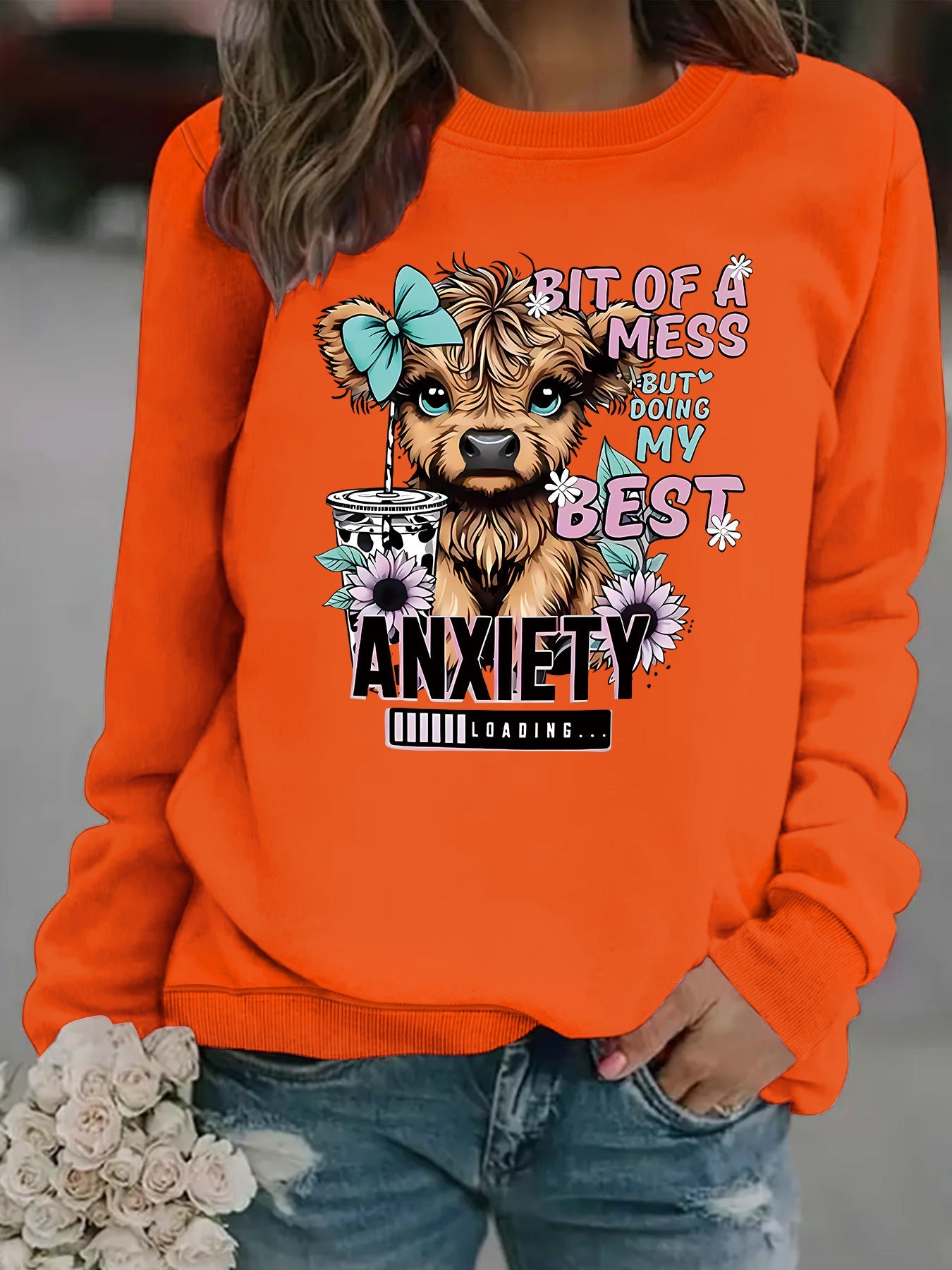 Damen Sweatshirt Hundedesign Motiv Weich