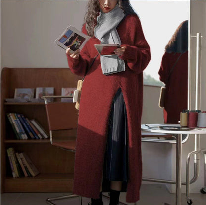 Damen Strickpullover Lang Lockere Passform Norvielle