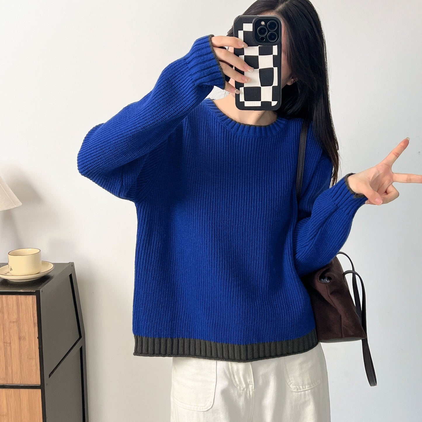 Damen Pullover Rollkragen Strukturiert Norvielle