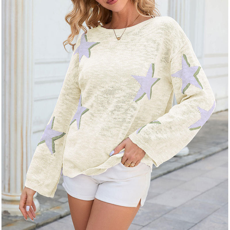 Damen Strickpullover Sternen-Design