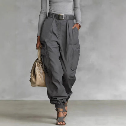 Damen Cargo-Hose Elastischer Bund Praktische Taschen