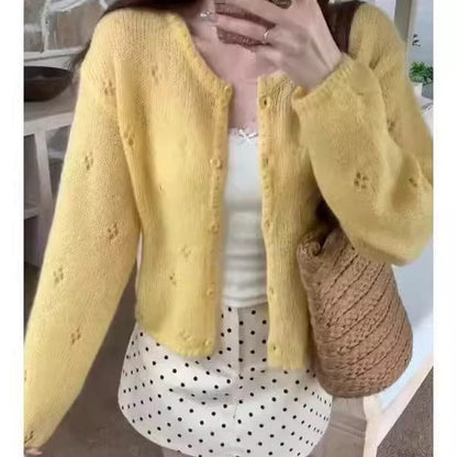 Damen Strickjacke Blütenmuster Norvielle