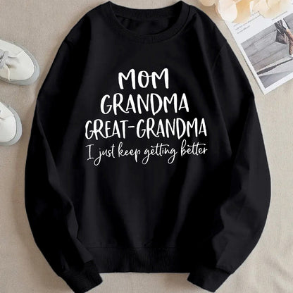 Damen Sweatshirt Kreativer Familienaufdruck Bequem Grün Norvielle