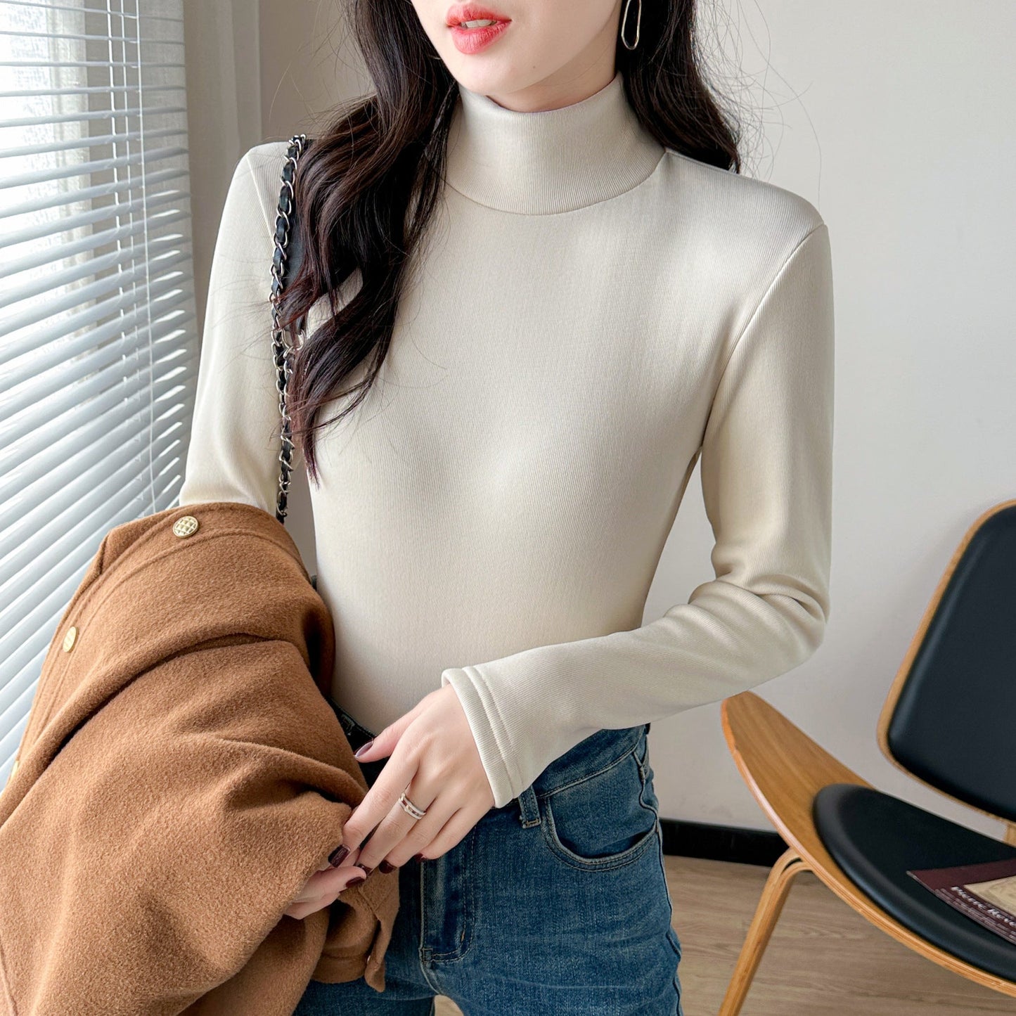 Damen Rollkragenpullover Langarm Norvielle