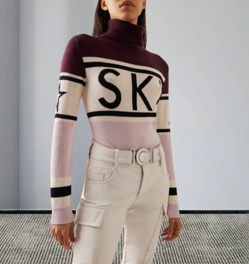 Damen Pullover Hochkragen Ski-Design Norvielle