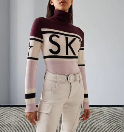 Damen Pullover Hochkragen Ski-Design Norvielle