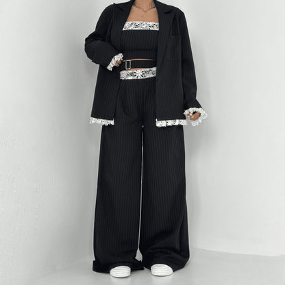 Damen Elegantes Zweiteiliges Set mit Spitzen-Details