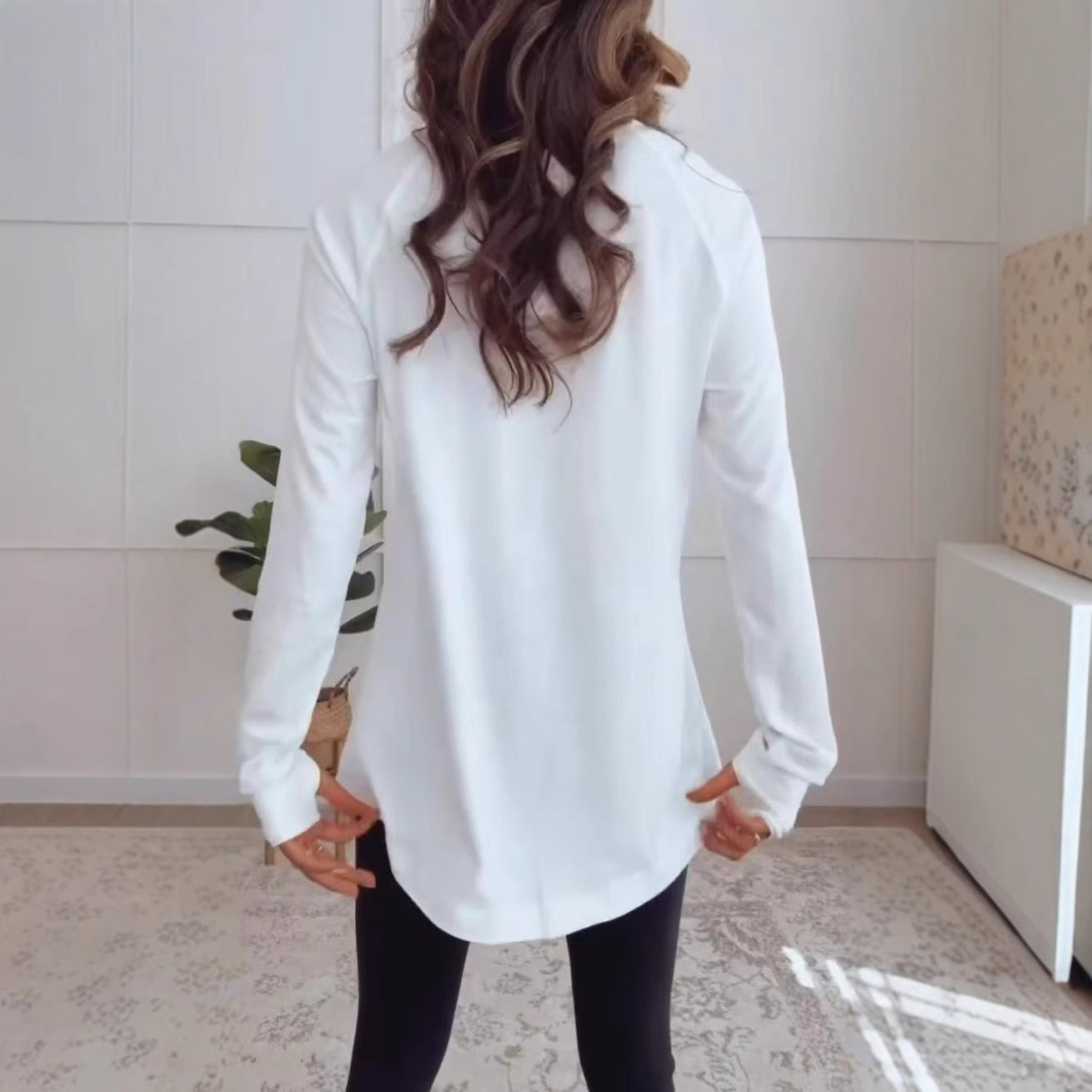 Damen Longsleeve-Oberteil Baumwolle Lässig