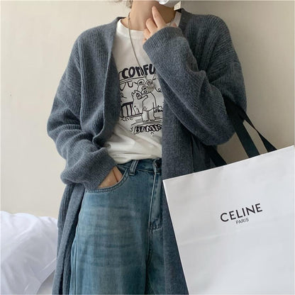 Damen Grobstrickcardigan Mit Taschen Modischer Schnitt Norvielle