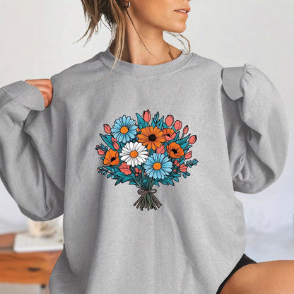 Damen Oversized Sweatshirt Florale Grafik Norvielle
