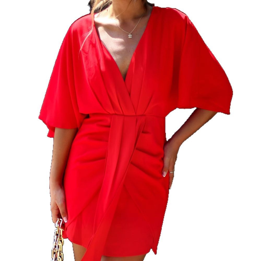 Damen Wickelkleid V-Ausschnitt Fließend Norvielle