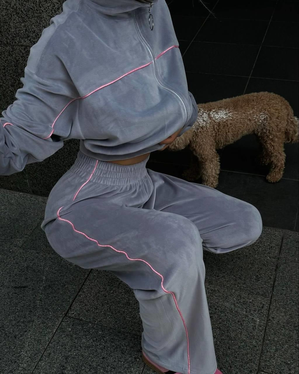 Damen Fleecejacke Set mit lässiger Hose Norvielle