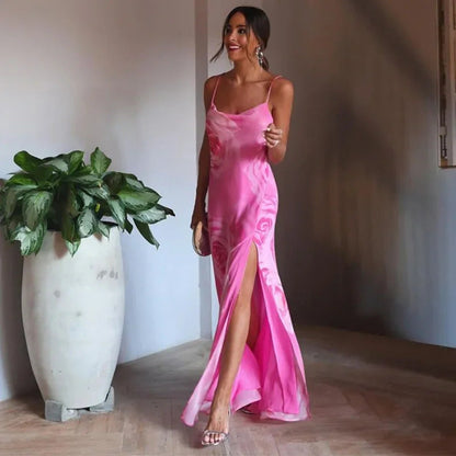 Damen Maxikleid mit Schlitz und Trägern Norvielle