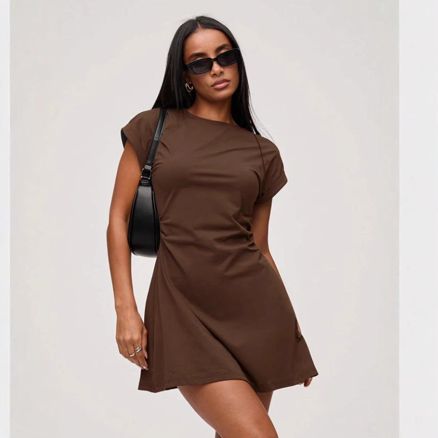 Damen T-Shirt-Kleid Lässig Baumwolle Schwarz - Norvielle