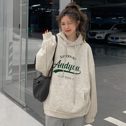 Damen Hoodie Moderner Schriftzug Lässig