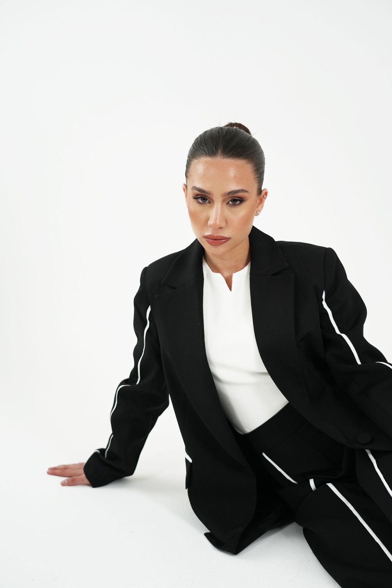Damen Blazer-Anzug Kontrastdetails Norvielle