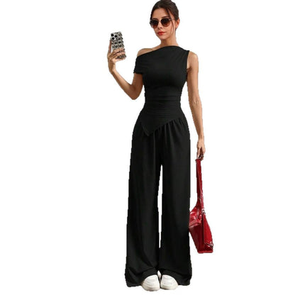Damen Jumpsuit Asymmetrisch Mit Taschen