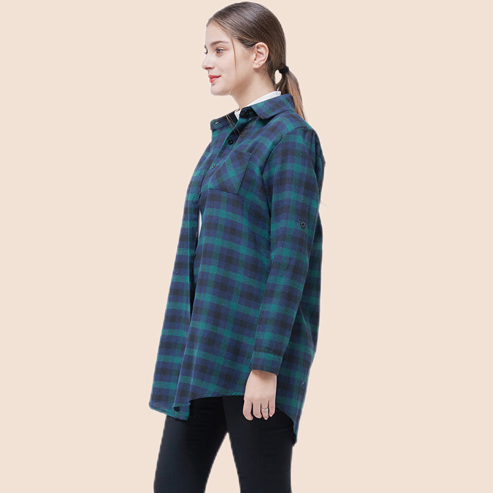 Damen Karo-Hemdbluse aus Baumwolle Norvielle