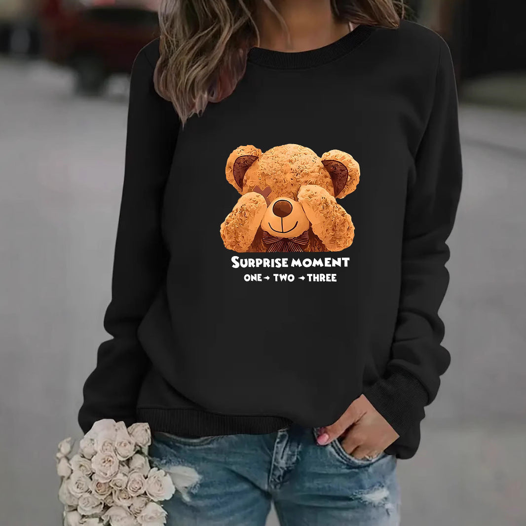 Damen Sweatshirt Bärenmotiv Baumwolle Weiß - Norvielle