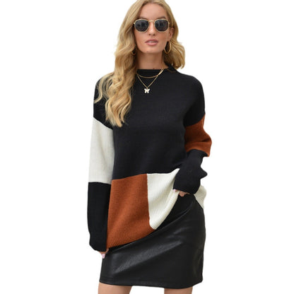 Damen Pullover Modisch Farbblock Norvielle