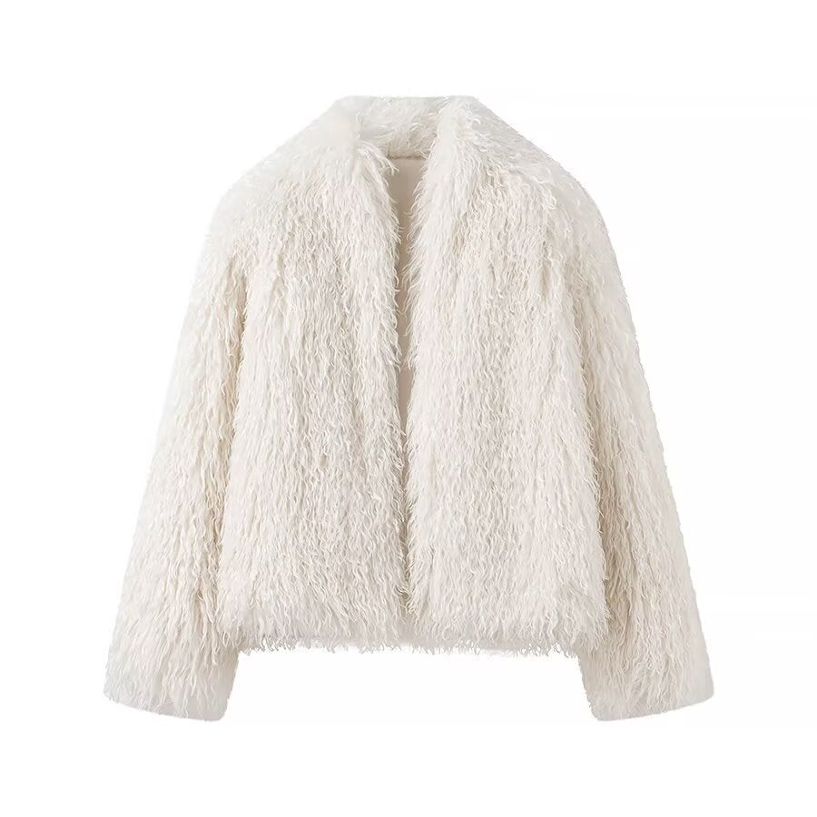 Damen Plüschjacke Weiches Material Kuschelig