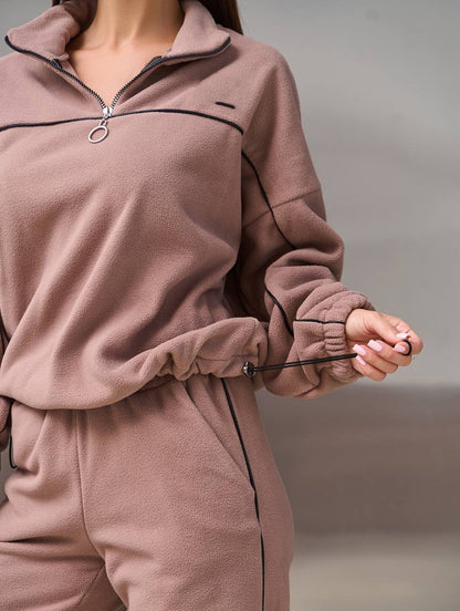 Damen Fleece-Outfit mit Reißverschluss Kuschelig Norvielle