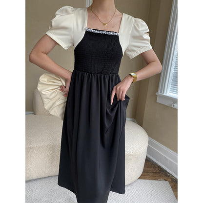 Damen Maxikleid Puffärmel Dekorativer Ausschnitt - Norvielle