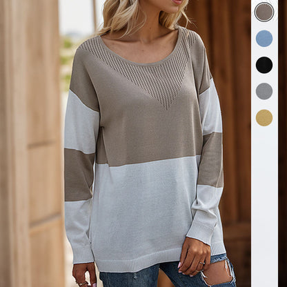 Damen Strickpullover Norvielle Rundhals Blockdesign - Norvielle