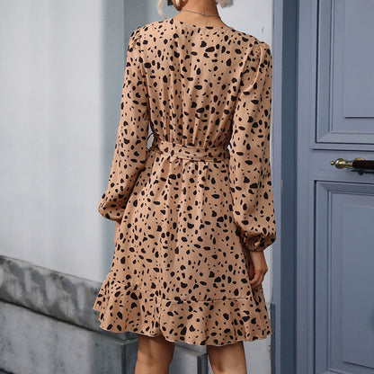 Damen Wickelkleid Rüschendesign Eleganter Gürtel Norvielle