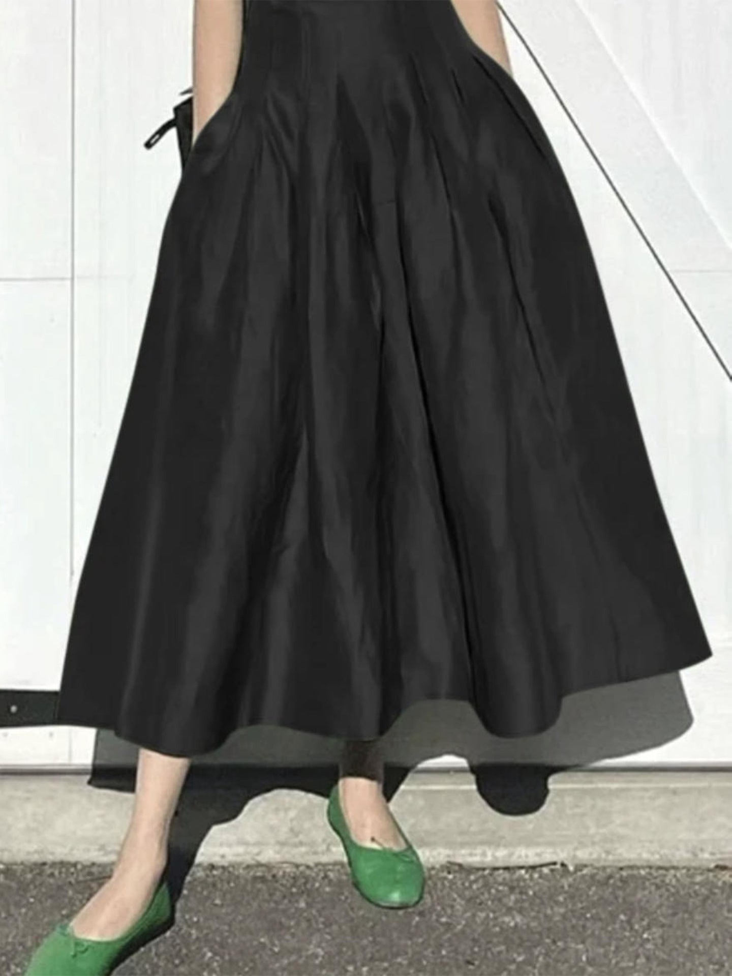 Damen Midirock Fließender Schnitt Seitentaschen Norvielle