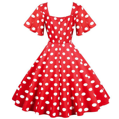 Damen Rockabilly Kleid Polka Dots Muster es Kleid