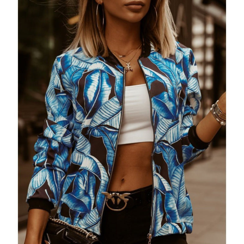 Damen Bomberjacke Floralmuster Bequem Norvielle