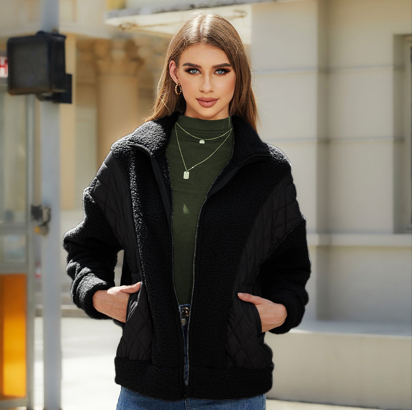 Damen Fleecejacke Steppdetails Praktische Taschen Norvielle