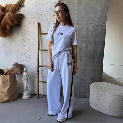 Damen Sportset T-Shirt und Hose Baumwolle Bequem
