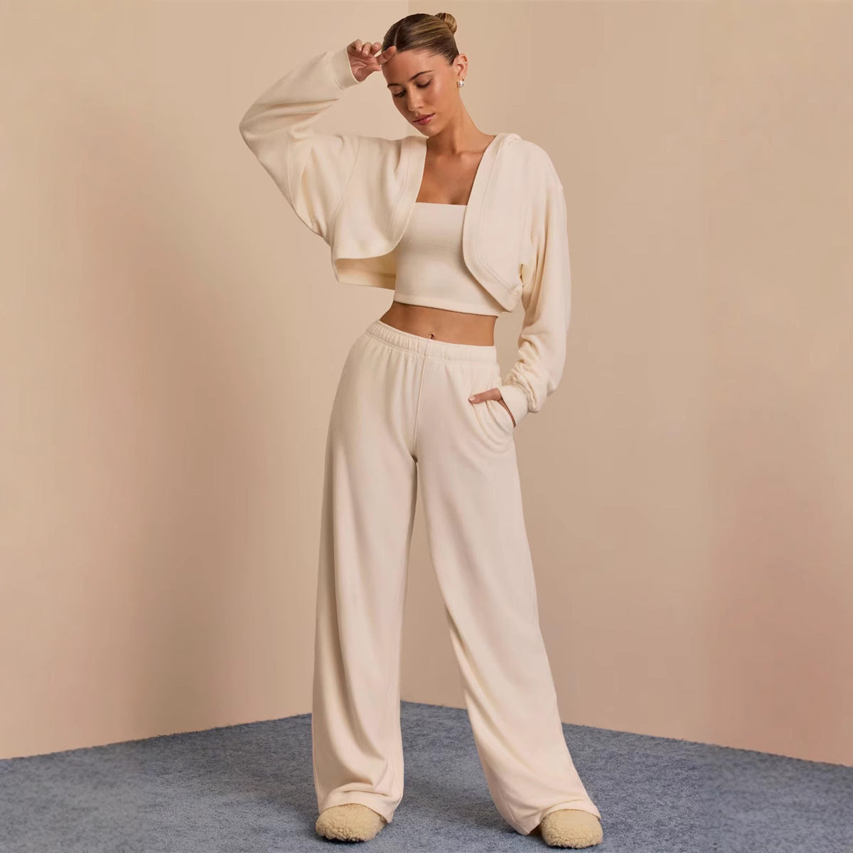 Damen Lounge-Set Cropped Weite Hose - Norvielle