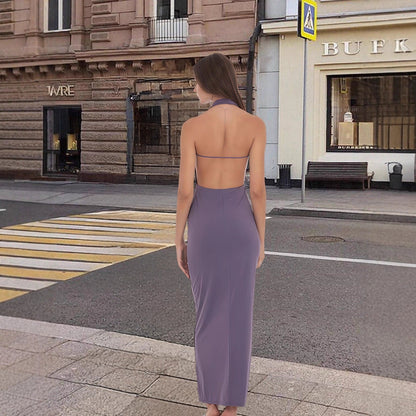 Damen Elegant Kleid Langarm V-Ausschnitt Fließend