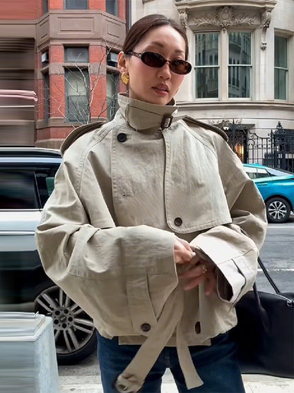 Damen Oversized Jacke mit Gürtel Norvielle