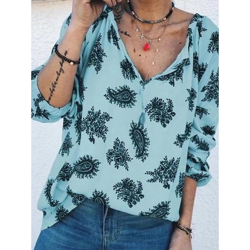 Damen Bluse Paisley-Muster Lässiger Schnitt