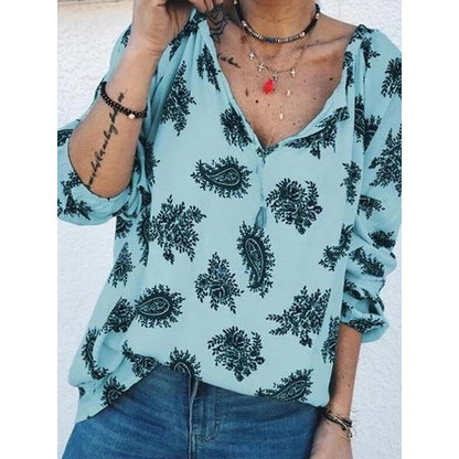 Damen Bluse Paisley-Muster Lässiger Schnitt