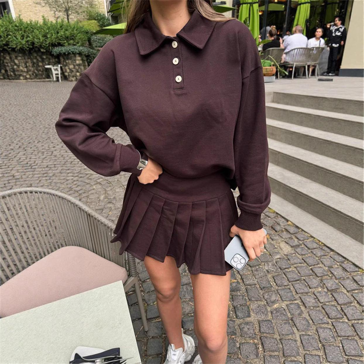 Damen Poloshirt Mit Rock Leicht Blau - Norvielle