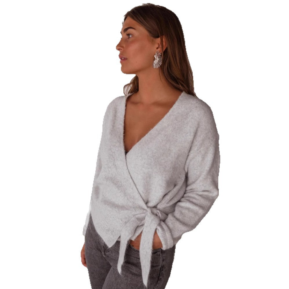 Damen Wickelstrickpullover Weich Norvielle