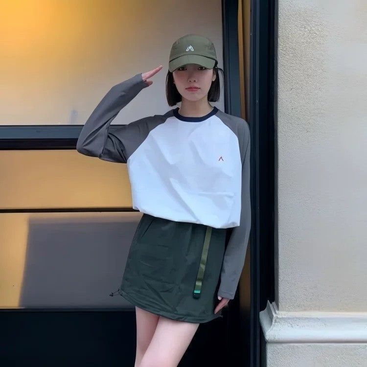 Damen Langarm T-Shirt Baumwolle Weiß