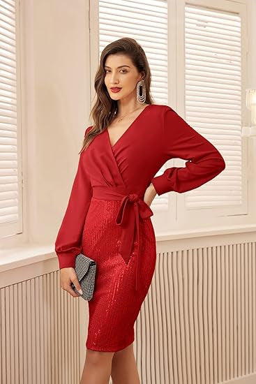 Damen Wickelkleid Glitzerdetails Norvielle